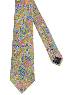 J.Crew Factory Green Multicolored Pastel Paisley Preppy Colorful Silk Tie NWT